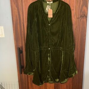 Natural Life Deep Green Velvet Shirt xxl NEW